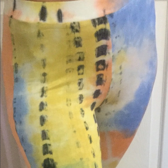 ❌DONATED❌Yellow Tie Dye Lightweight Hippie Style Jersey Pant Leggings - Picture 2 of 9